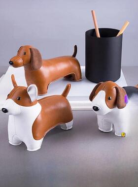 Zuny生肖狗礼物台湾手工动物皮玩偶家居摆件书房玄关柴犬柯基腊肠