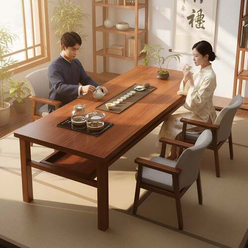 实木茶几客厅家用新款茶桌椅组合一桌五椅茶几办公室茶台茶桌