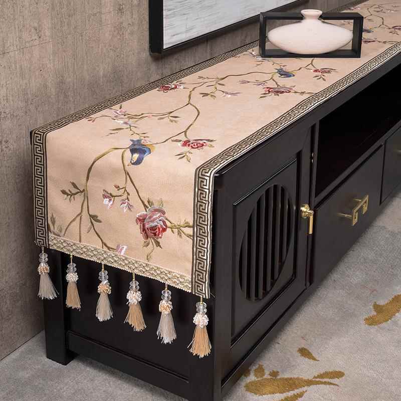 正品布新中式电视国柜桌布布防尘罩茶几桌餐桌鞋柜中风长条桌旗桌