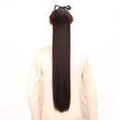 直网红辫子全人发丝高马尾发 短款 正品 真真马发尾假发女中长绑带式