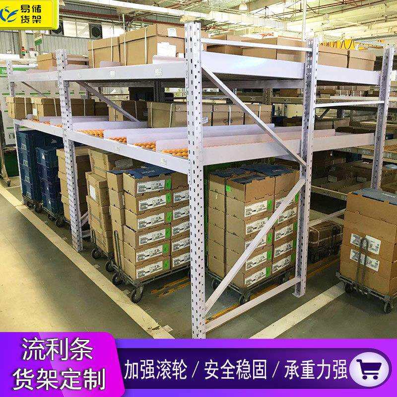 流利769条货架车间先仓库线边料滑动式架进先出重带滑道滚轮型货
