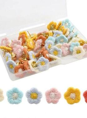 Cute Cork Board Pins Colorful Embroidery Flower Pushpins