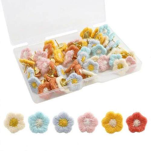 Cute Cork Board Pins Colorful Embroidery Flower Pushpins