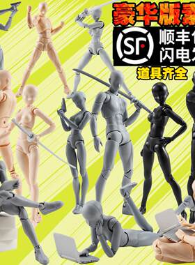 绘画 画人体模型关节可动人偶木头人形艺术品木偶人调动画 画室素