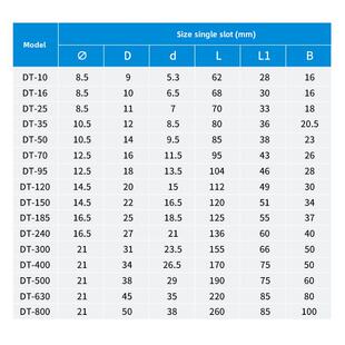 铜头连接器Dt10/16/25/35/50/70-500方形端子排线耳铜线头