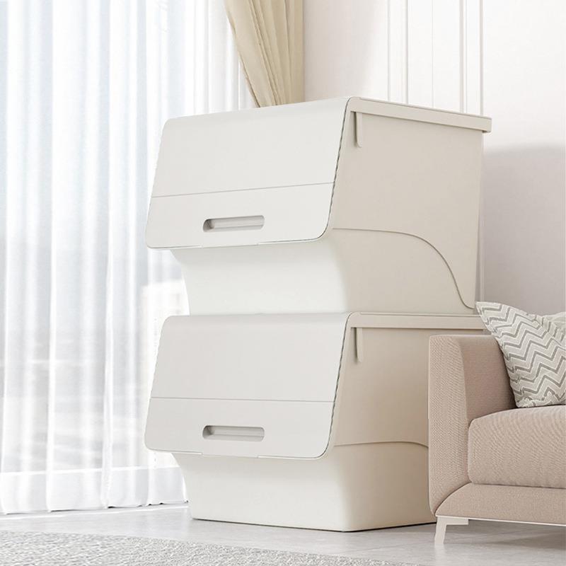 可叠加收纳河马式翻盖箱宝宝衣柜箱整理玩具储物柜斜口箱收纳柜