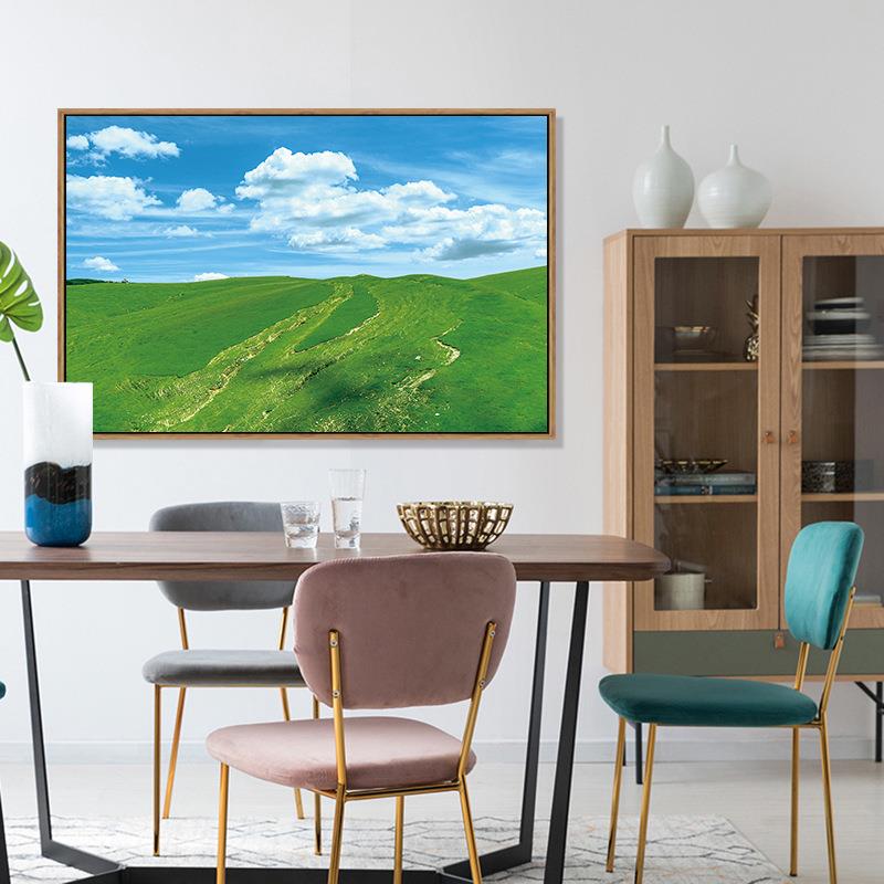 大草原风景画壁画蓝天白云客厅挂画餐厅榻榻米卧室小清新装饰画横