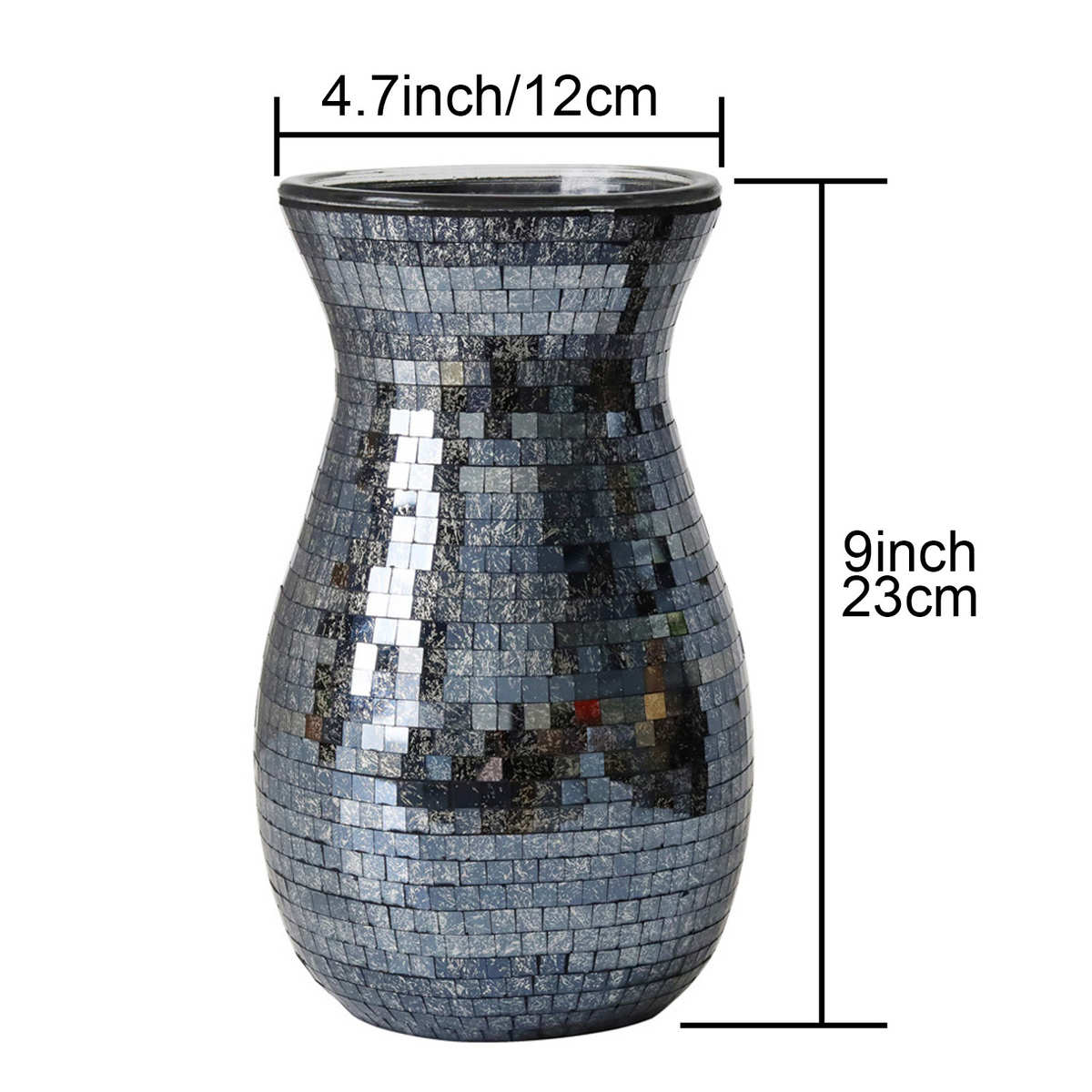 定制侘寂风黑金马赛克小插花瓶玻璃高级感复古简约轻奢装饰摆件