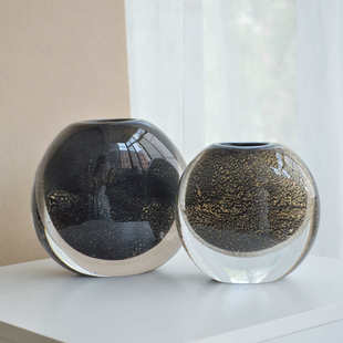 现代简约琉璃花瓶插花客厅玄关样板间餐桌酒店轻奢工艺装 饰品摆件