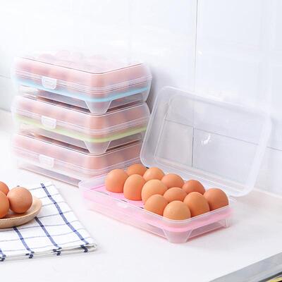 15-Slot Refrigerator Egg Storage Box, Portable Plastic Picni