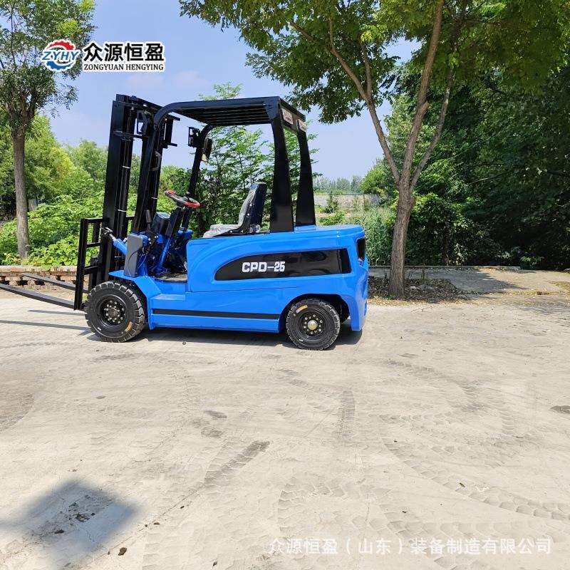 四轮座驾式电动叉车 电动升高装卸众源电动堆高越野纯 电动叉车