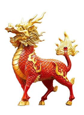 全铜麒麟摆件一对黄铜财富麒麟家居开业店铺办公室工艺品厂家