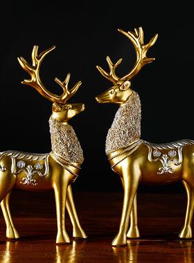 高级入门玄关摆件轻奢小鹿北欧招财客厅工艺品酒柜室内装饰品创意