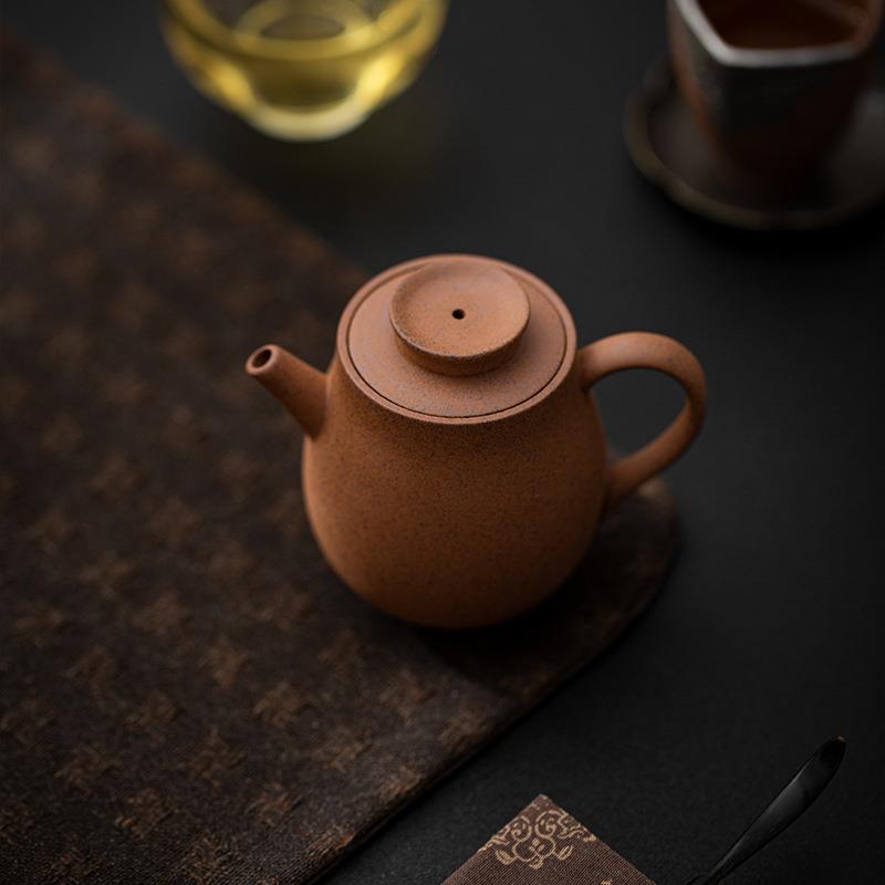 老岩泥巨轮珠茶壶家用日式复古泡茶壶侘寂风粗陶单茶壶功夫茶具