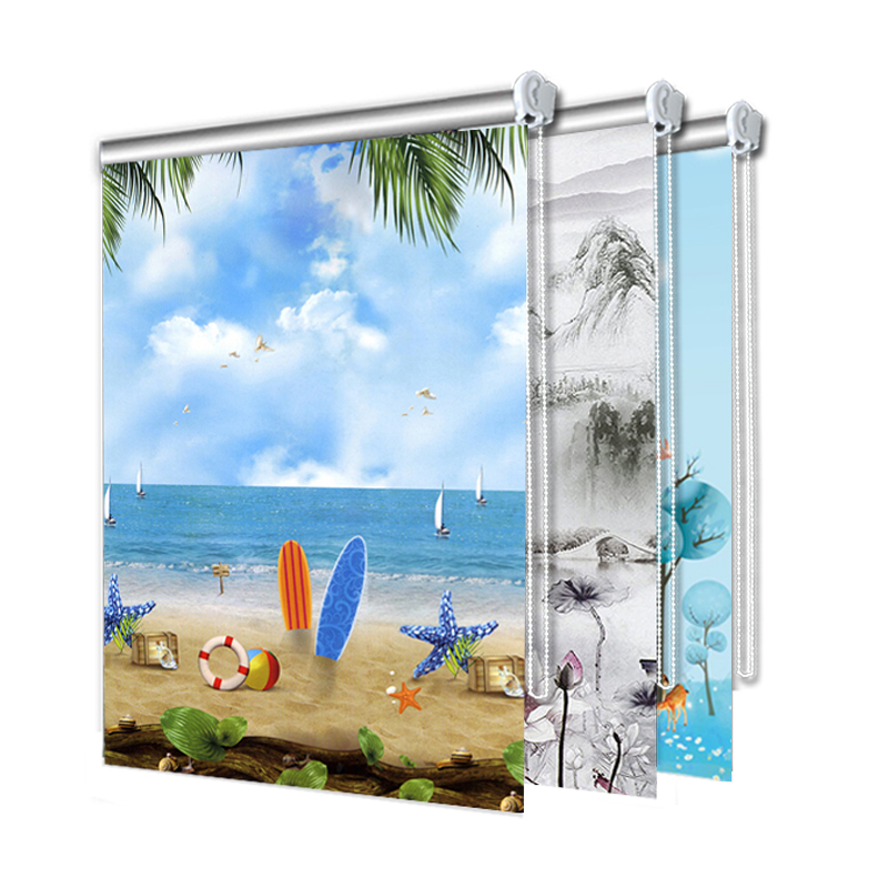 窗帘卷帘免打孔安装卧室全遮光遮阳防晒卫生间厨房出租屋卷拉式整