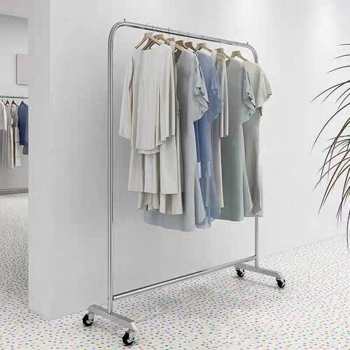 服装展示架不锈钢落地挂衣架服装店专用中岛货架挂衣杆简约陈列架
