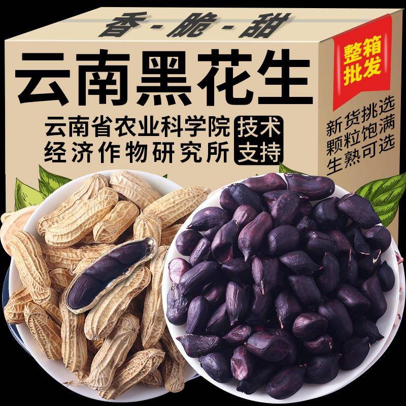 云南小粒黑花生带富壳硒黑花生云南特产新货鲜晒干原味紫色花生米
