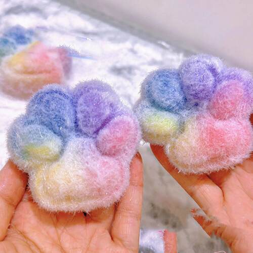 Colorful Plush Soft Kittens Antisss Foot Paws Squishy Tapa F