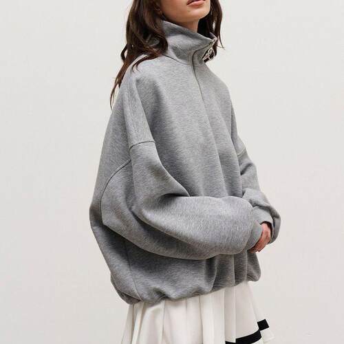 Collar zipper hoodie翻领拉链卫衣
