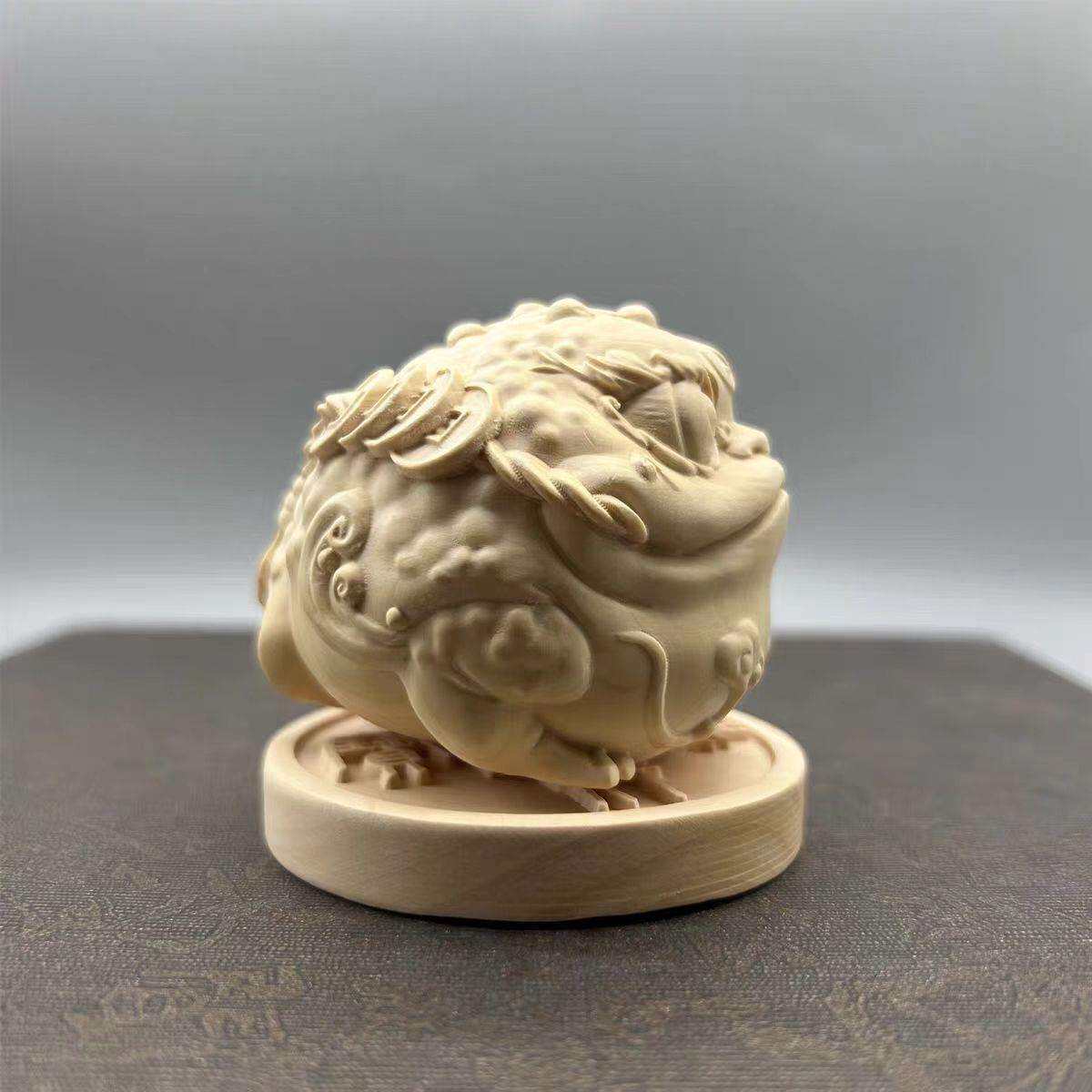 黄杨木雕太极金蟾摆件招财风水吉祥物家居店铺柜台装饰聚财小蟾蜍