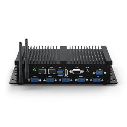 HYSTOU新款8代i5 i7工控主机无风扇嵌入式双网六串口mini工业电脑