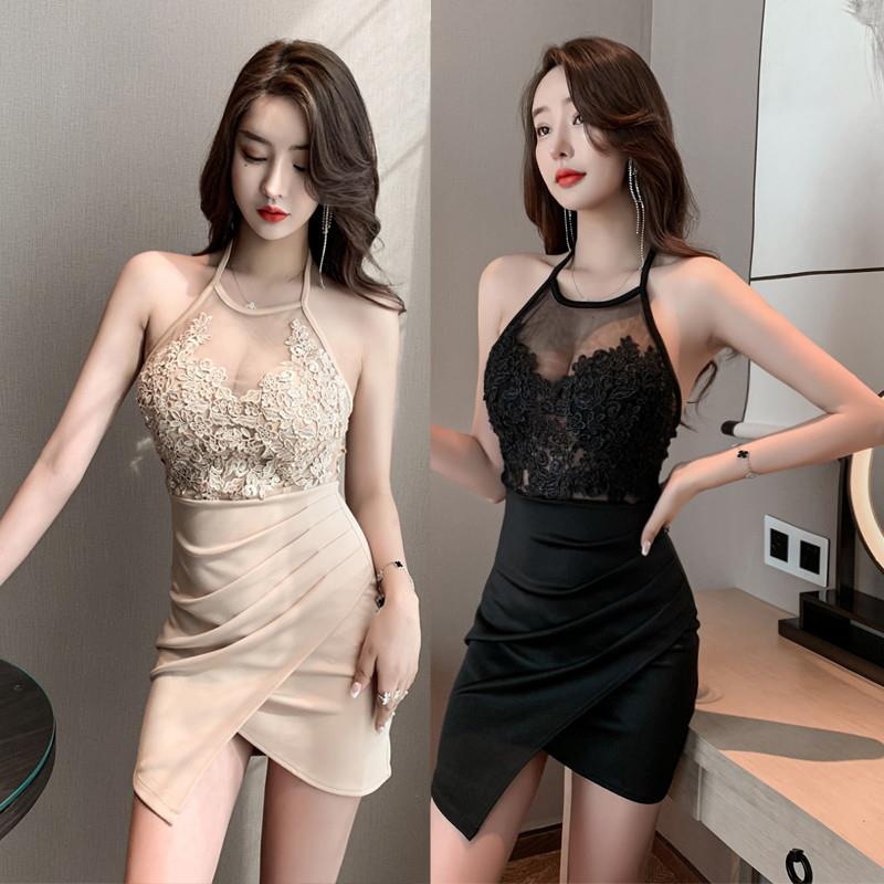 浴场洗浴技师服按摩情趣挂脖露背连衣裙夜店女装夜场小姐工衣