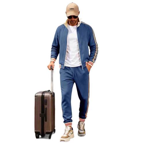 Jacket Cardigan Casual Striped Mens Sports Suit Zipper And