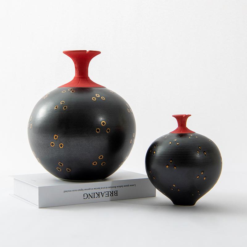 艺贝子现代新中式单支葫芦插陶瓷花瓶日式餐桌餐厅会所收藏罐摆件