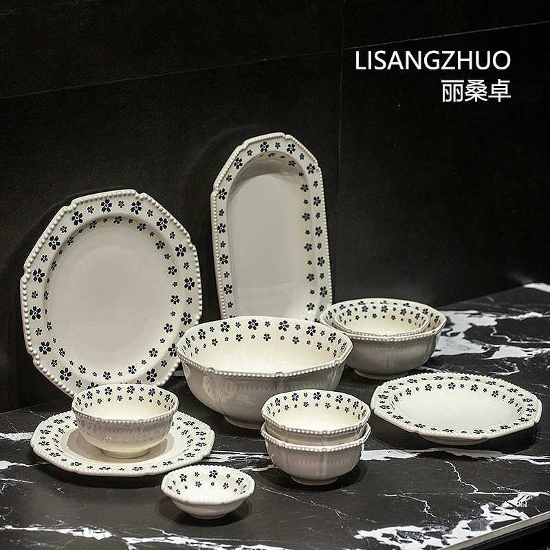 侘寂风餐具套装碗碟盘家用碗高级感碗盘碟筷乔迁简约高颜值餐具