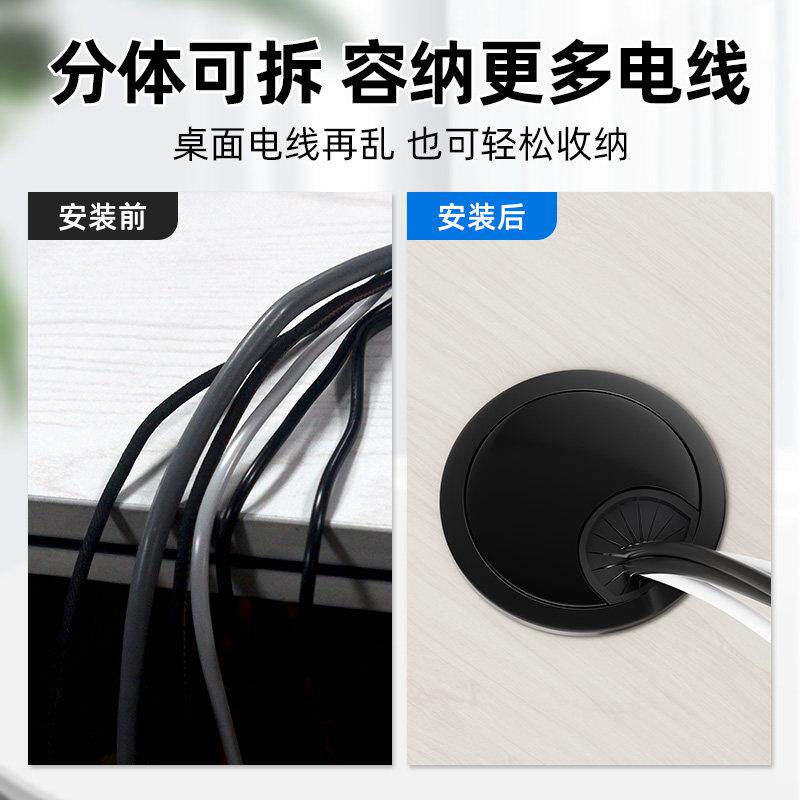 电脑桌线盖办公桌洞形口装饰钻孔书桌孔孔洞桌盖面50穿线圆孔盖板