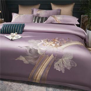 新款结婚庆刺绣全棉床上四件套100纯棉简约床品轻奢高级感主卧室
