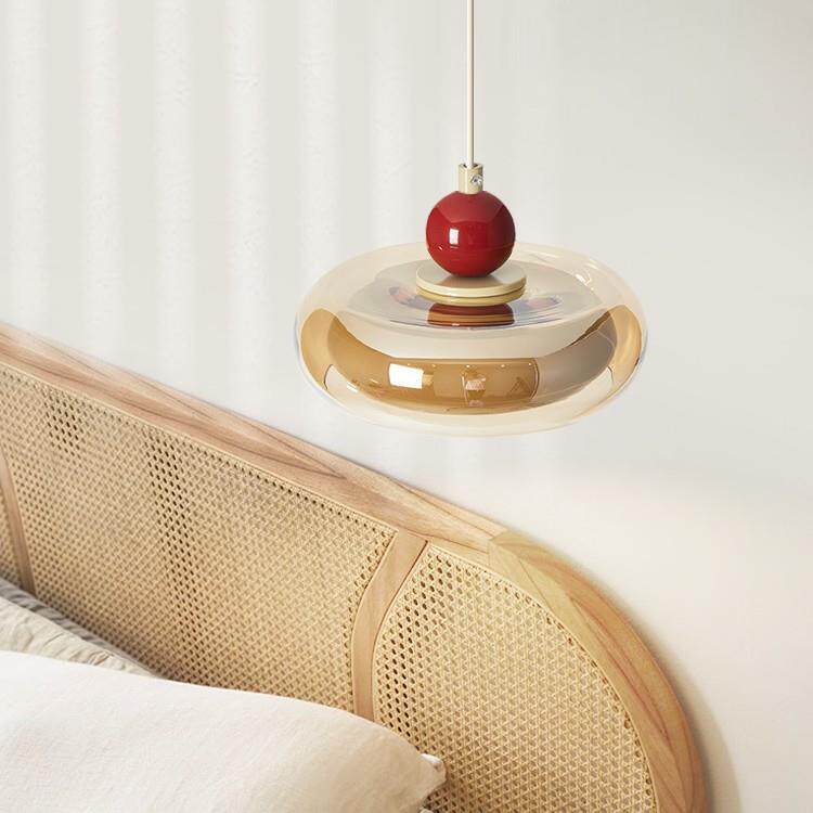 法式奶油风床头吊灯卧室吊线灯中古复古主卧小吊灯氛围感酒吧台灯