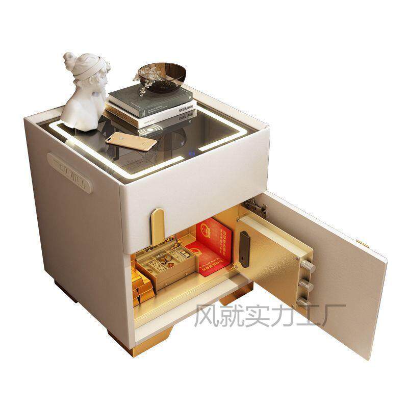 保险柜新用家一体智能款床596头柜实木卧室收纳多能简功约