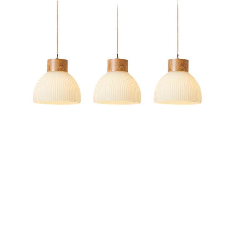日式原木玻璃吊灯家用餐厅吧台玻璃长吊灯简约LED榻榻米吊灯灯具
