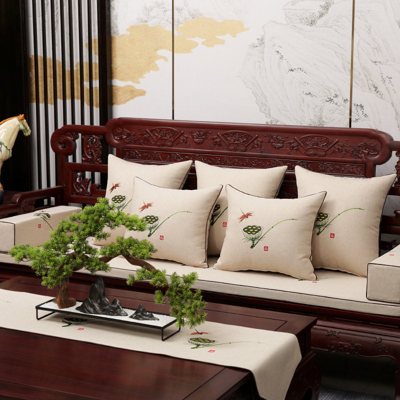 中式红木沙发坐垫套实木家具罗汉床沙发垫乳胶海绵定制带靠背座垫