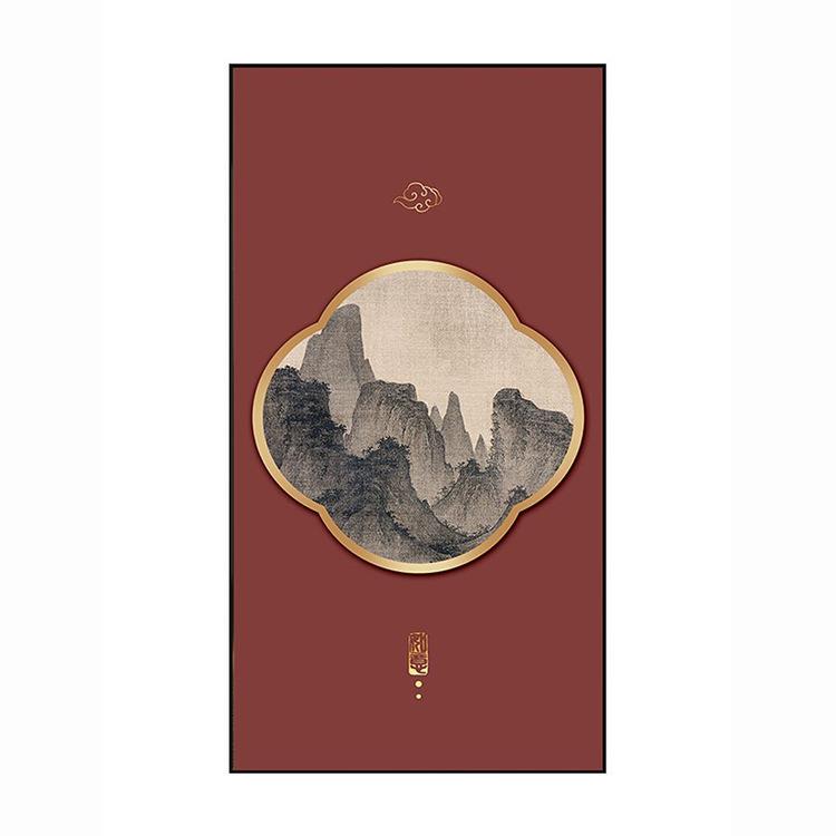 新中式入户玄关装饰画大气山水画水墨画酒店走廊过道壁画楼梯挂画