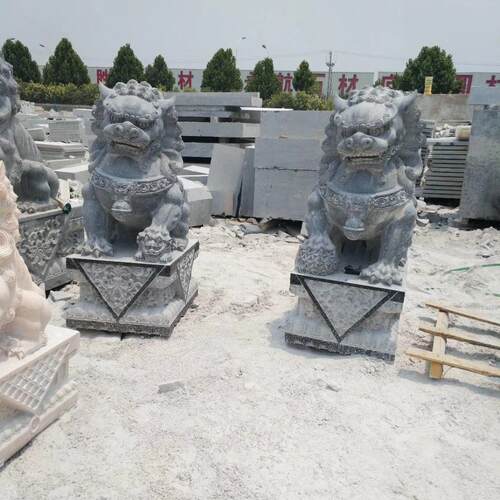 石狮子摆件看门镇宅工厂大门石雕狮子一对汉白玉青石天然石材