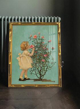 法式轻奢挂餐画玫装瑰花女孩小壁众饰画客厅厅卧室床头复C104古欧