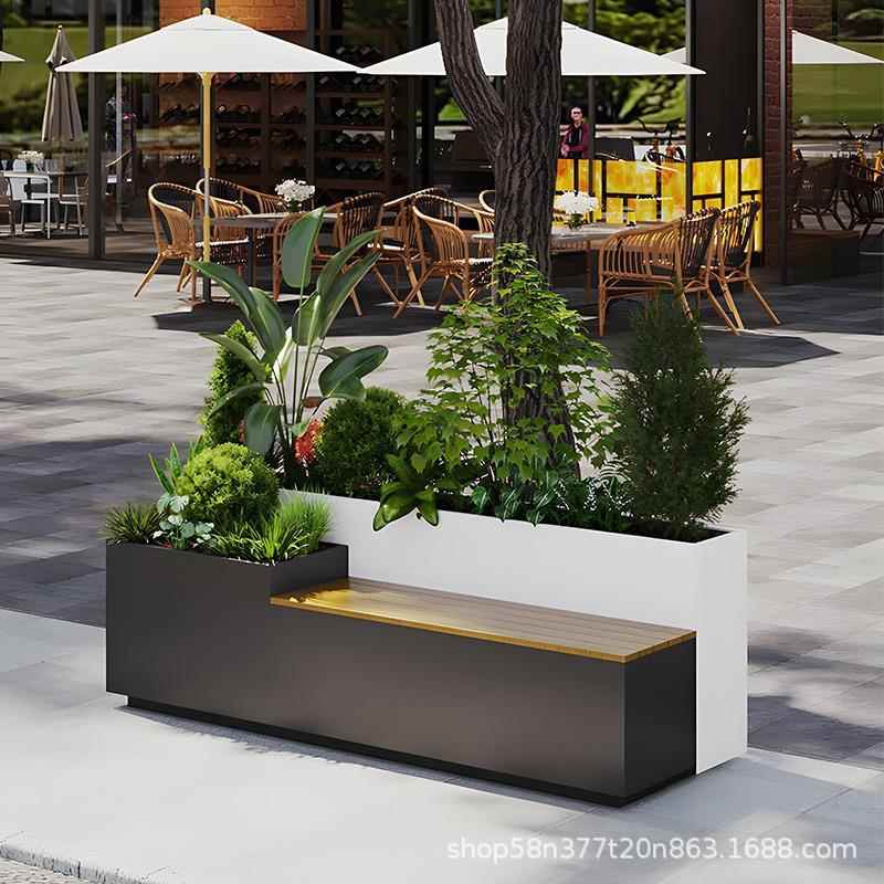 户外阳台露台花箱庭院种植箱花坛组合休息椅座椅长凳发光隔断围栏