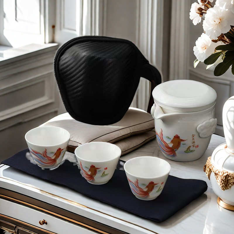 德化白瓷旅行茶具便携套装陶瓷快客杯一壶三杯旅游随身茶具伴手礼