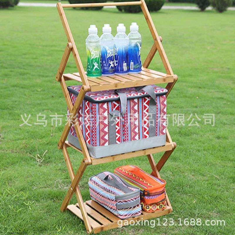 四层活动楠竹置物架新款创意家用简易折叠书架三层圆棒竹花架野餐