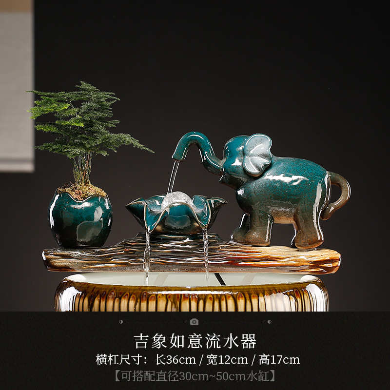 造景过滤器摆件循环水鱼装饰鱼池盆陶瓷鱼缸喷泉流水瀑布循环自动