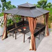 户外凉亭庭院新中式 别墅室外亭子 简易四角镀锌顶防雨遮阳休闲欧式