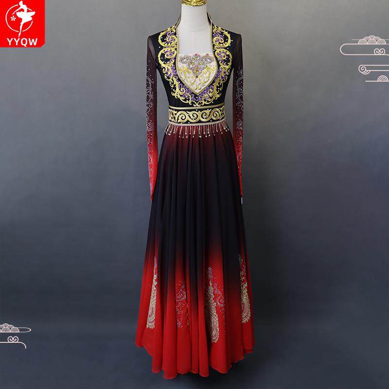 高档疆蹈舞蹈演出服维吾族维裙艺考舞裙新族疆舞民族舞新蹈服服装