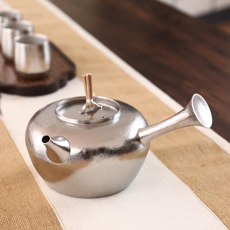 博友制钛养生煮茶壶钛铫砂泥炉铫壶红泥炉煮水壶侧吧钛壶550ml图片