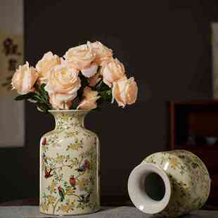 中式欧式摆件感高级器插花复古装饰花瓶花鸟花新陶瓷创意美式枝头