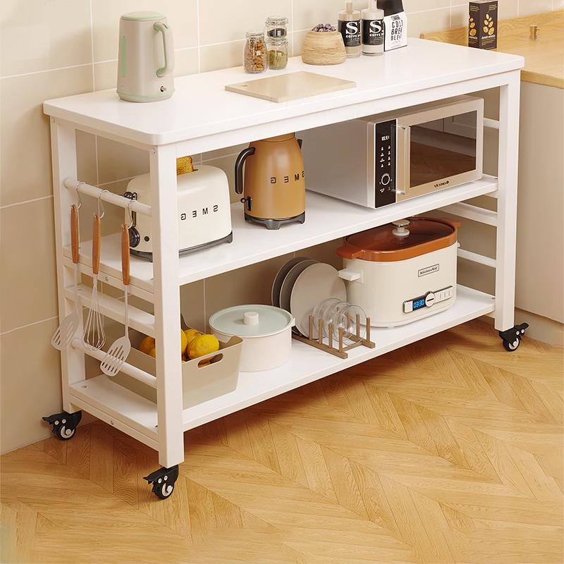 芙蕾米厨房置物架落地多层可移动储物柜多功能带轮切菜桌厨房用品收纳架床笠拉车