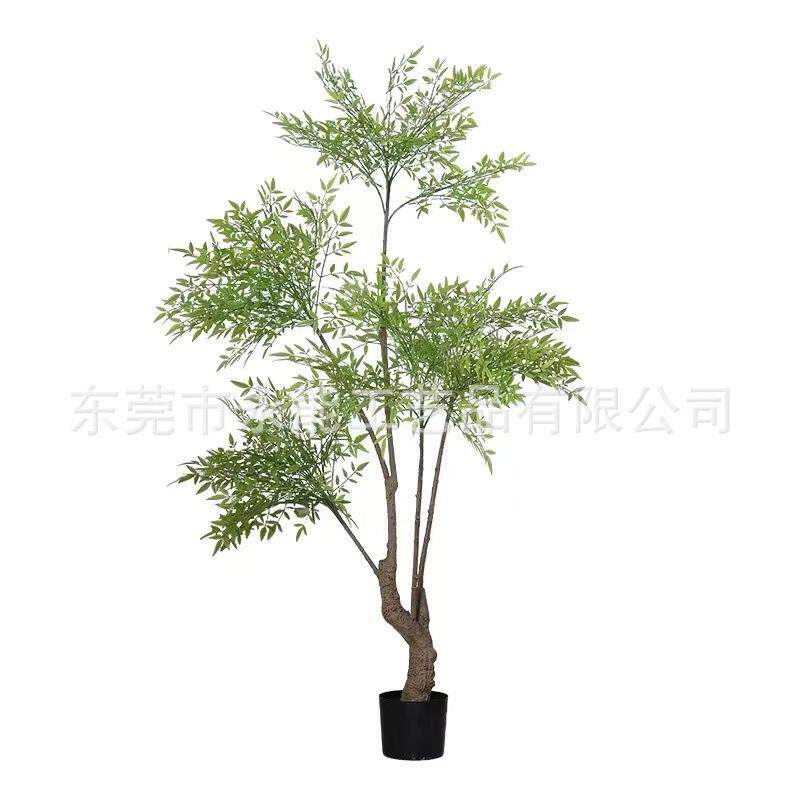 北欧风仿真南天竹盆栽网红绿植假南天竺花艺装饰软装盆景树