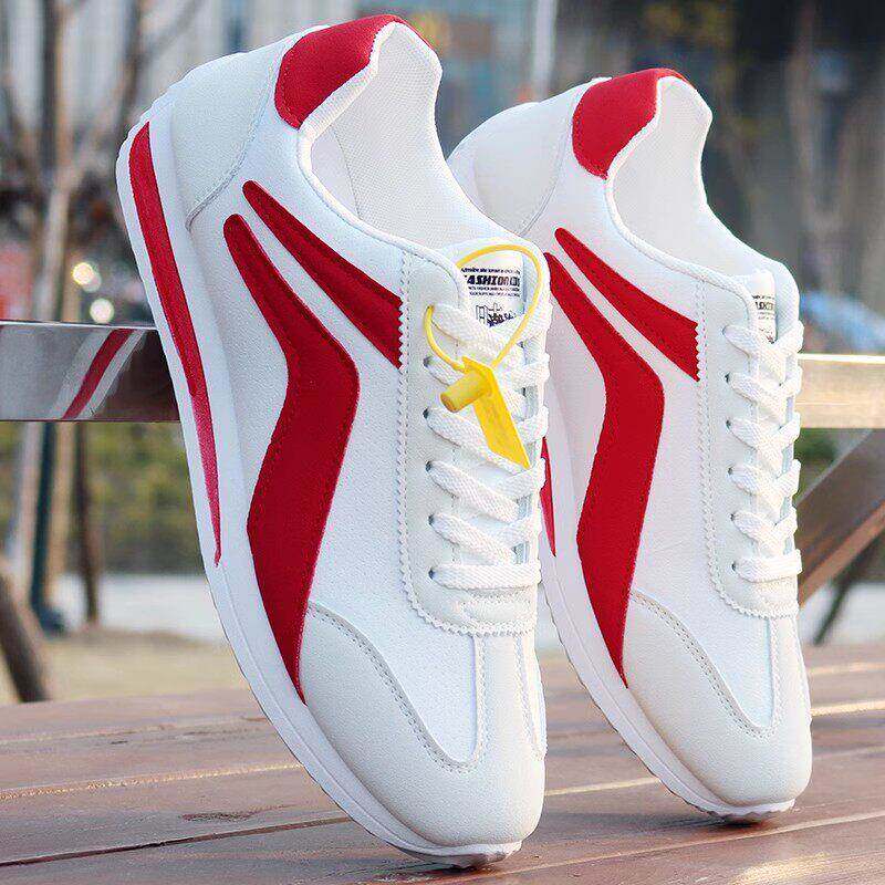 时尚品牌男鞋2025新款真皮轻质白鞋韩国风格时髦透气运动休闲跑步