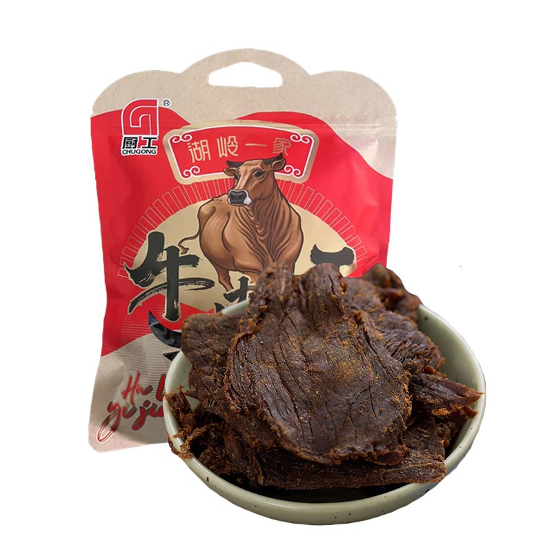 厨工牛肉干牛肉片温州特产手撕牛肉片礼袋装290克办公室休闲零食